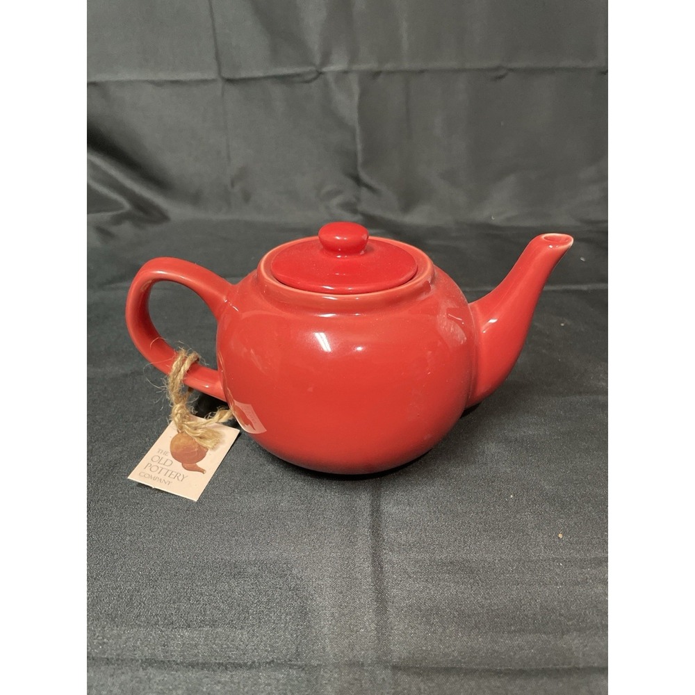Old Pottery Company Red Mini Teapot New w Tag Just Mugs Ltd 7"